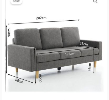 Picture of three-seater fabric couch sofa
